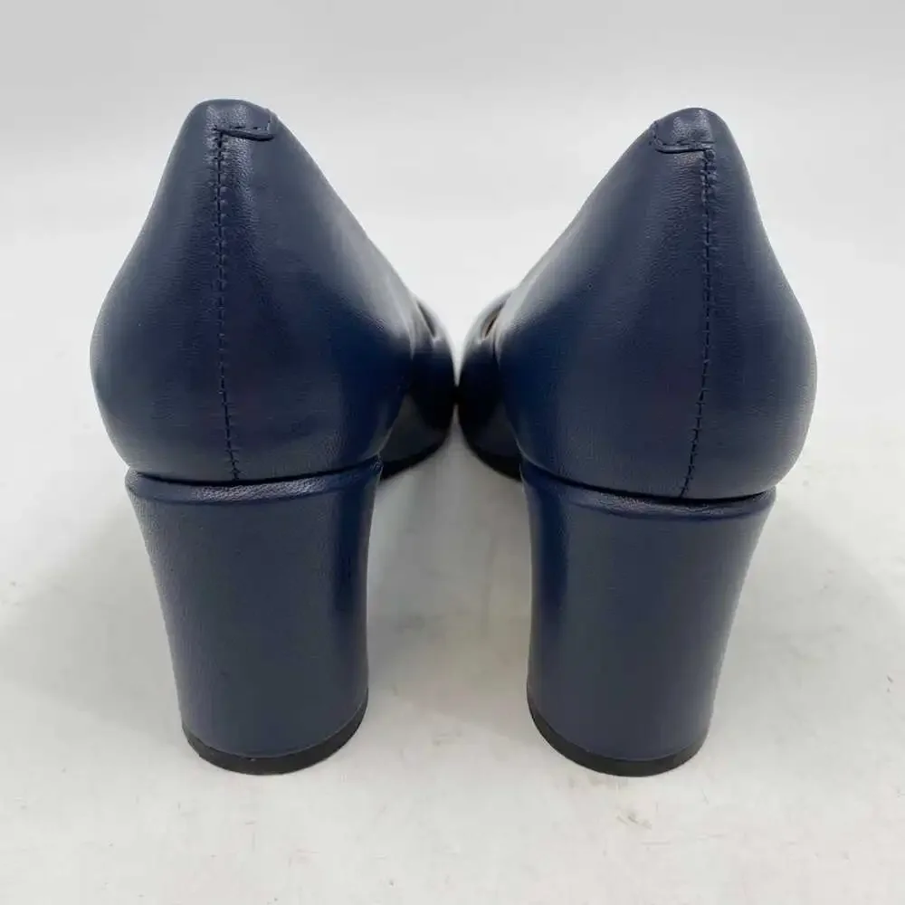 Wirth Blue Leather Block Heel Pumps | EU 42 (US 11)